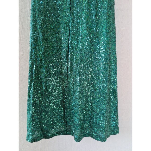 Sequin Maxi Dress Sz M Green Romantic Elegant Evening Gown Cruise Wedding Hoco - Picture 14 of 16